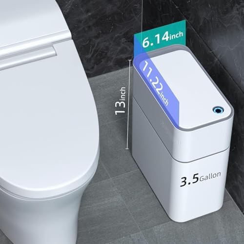 MOPALL Bathroom Trash Can, 3.5gal, Motion Sensor