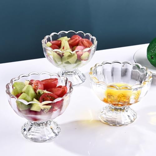 Iced Cream Dessert Bowl,Set of 6,6oz Vintage Glass ware with Heavy