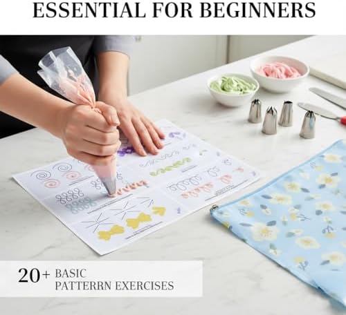 Cake Practice Decorating Board Set with Storage Bag, 23 Sheets Icing
