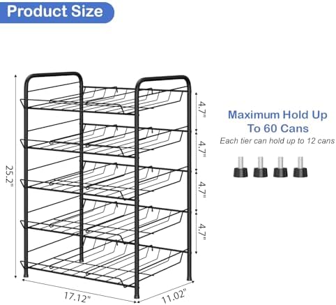 Vrisa Can Organizer for Pantry Canned Goods Holder for Kitchen, Black