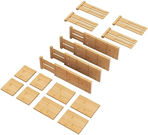 4.4" High Drawer Dividers with Inserts, Bamboo Drawer Dividers for