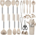 NCUE 28-Piece Silicone Kitchen Utensil Set, Stainless Steel Handles
