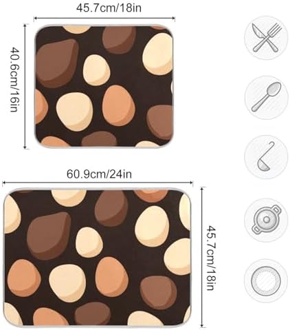 OTVEE Chocolate Egg Art Dish Drying Mat for Kitchen Counter Absorbent