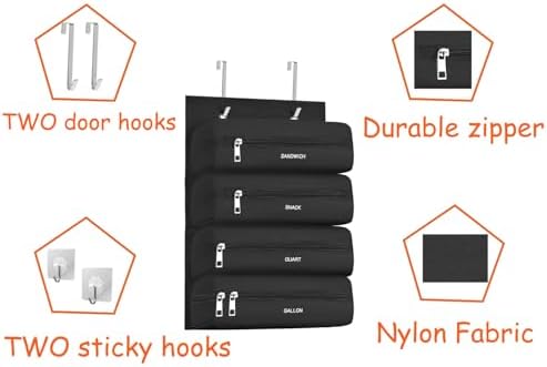 Zipper Bag Organizer Compatible with Gallon, Quart, Sandwich & Snack