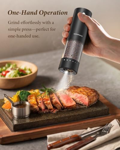Electric Salt and Pepper Grinder Set, Rechargeable, Charging Base
