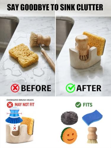 Travertine 2-Slot Sponge and Brush Holder, Beige