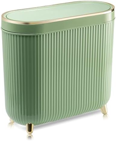 Supteron Bathroom Trash Can with Lid, 3.2 Gallon, Mint Green