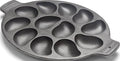 Outset Cast Iron Oyster Grill Pan, 12 Cavities, Black Oyster BBQ and Serving Pan
