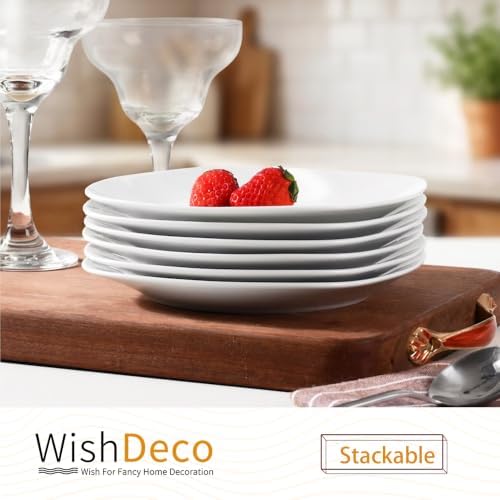 WishDeco Ceramic Appetizer Plates Set of 6, Small Dessert Plates