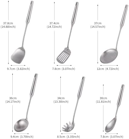 304 Stainless Steel Kitchen Utensils Set, VALESKA 6 PCS Metal Cooking