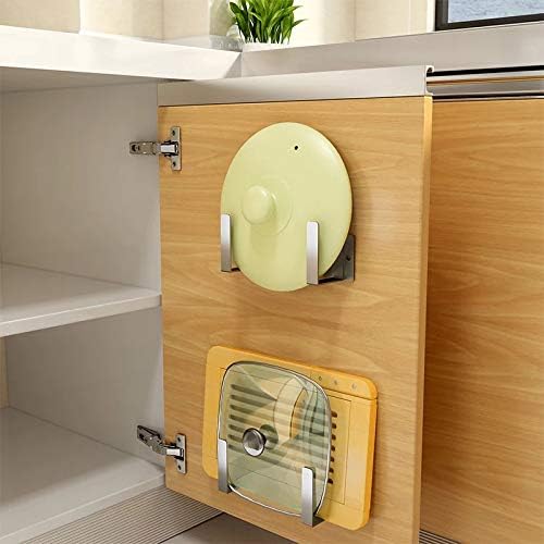 Pot Lid Rack, Wall Mounted 304 Stainless Steel Pan Lid Organizer Holder - Image 4