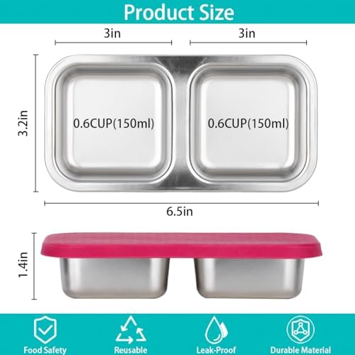SUMERX 6 Pack Stainless Steel Snack Containers with Lids - 2