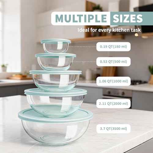 Luvan Glass Mixing Bowl with Lids Set of 5