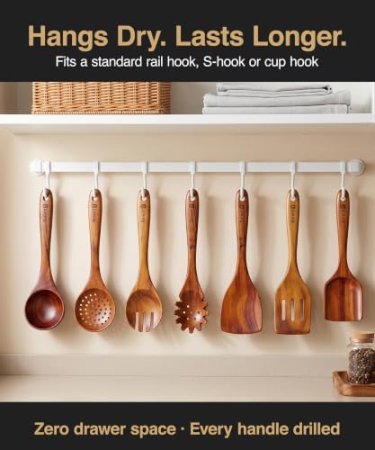 Berenti Wooden Utensil Set, 7 Piece Acacia Wood Cooking Utensils
