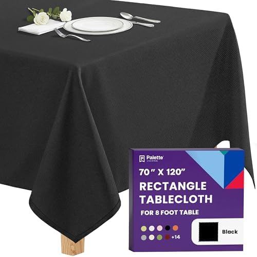 Gee Di Moda Rectangle Tablecloth - 70 x 120 Inch Black Table Cloth for