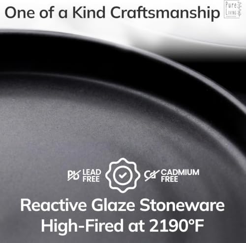 24 Piece Black Dinnerware Set for 8, Stoneware Black Plates and Bowls Set