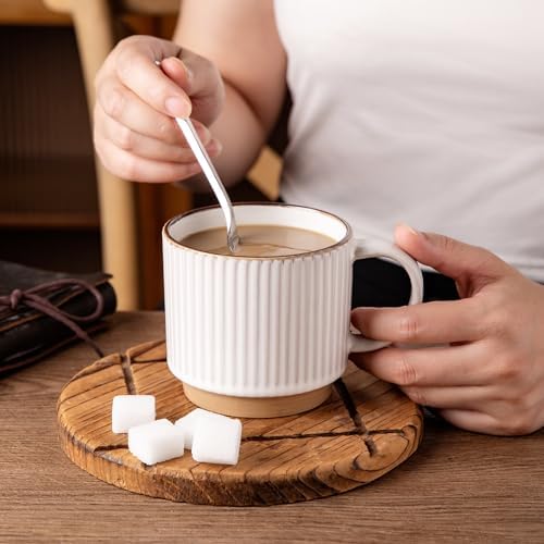 GBhome 12 OZ Stackable Coffee Mugs Set of 4, Ceramic Coffee Cups Set