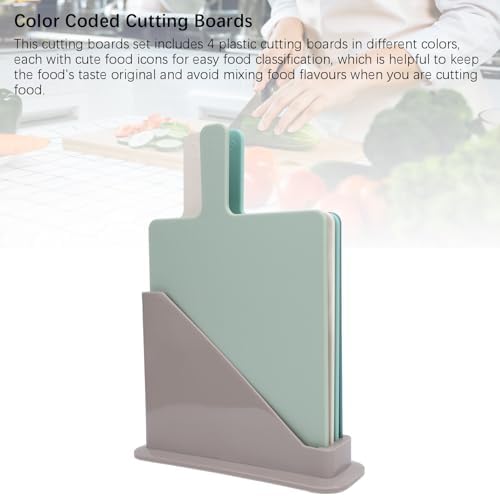 4PCS Plastic Cutting Boards Set, Color Coded Chopping Boards with