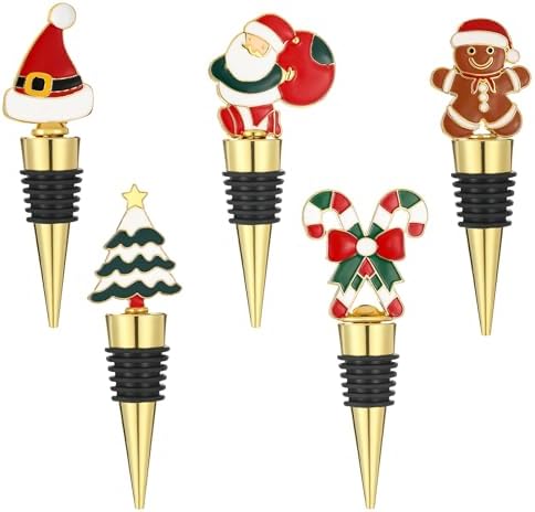 5 pcs Christmas Wine Stopper Christmas Wine Bottle Stoppers for Xmas