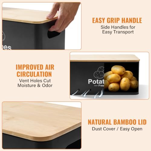 3 pieces Metal container Vegetable Storage for kitchen,Potato