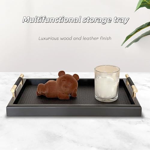 Modern Elegant Wood Serving Tray, Rectangle Decorative Tray Coffee