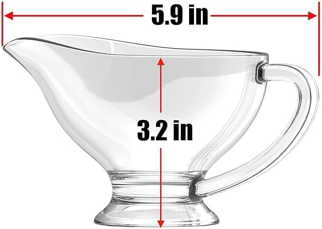 RONDURE SET OF 2 Glass Gravy Boat - 7 oz with Handle Creamer Pitcher