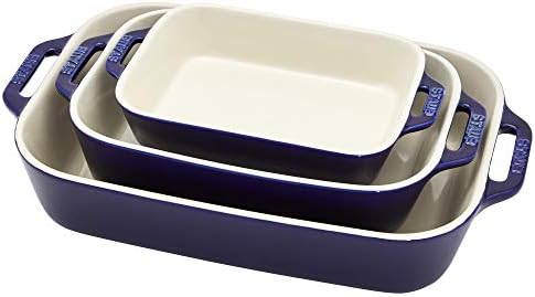 Staub 3-Pc Ceramic Baking Dish Set, Dark Blue