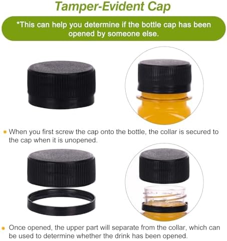 TOMNK 12 Pack 2 OZ Plastic Shot Juice Bottles with Caps, Sticker