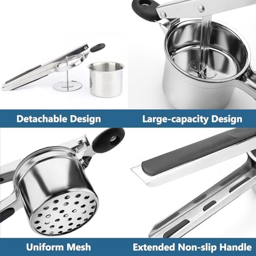 DECORWELL Potato Ricer with 4 Interchangeable Discs, Heavy Duty