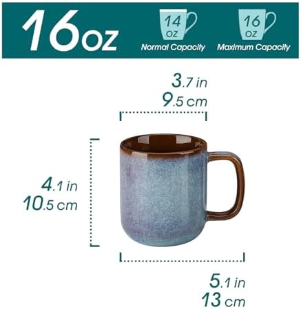 vancasso 16 oz Coffee Mugs Set of 6, Large Ceramic Mug with Handle