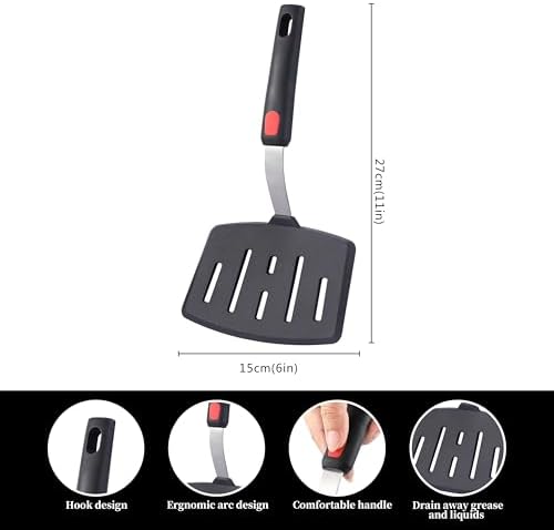 Silicone Wide Spatula, Slotted Turner for Cooking or Baking, Large