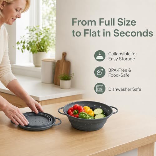 Collapsible Colander, Colander for Kitchen Pasta Drainer