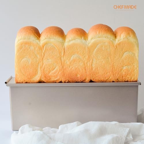 CHEFMADE Commercial Pullman Loaf Pan with Lid, 2.2Lb Dough Capacity