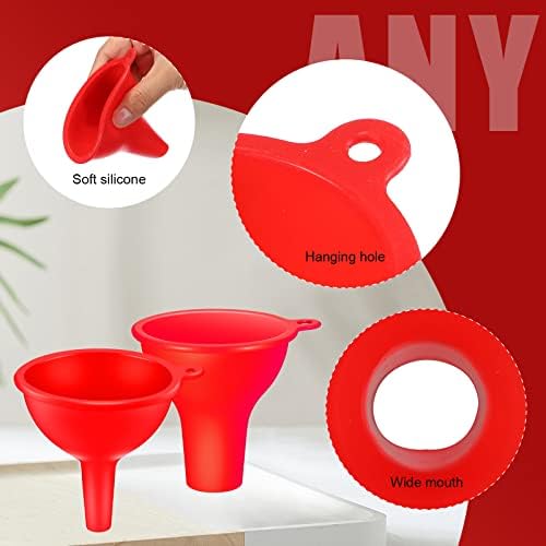 Silicone Funnels 4 Pieces Wide Mouth Funnel Small and Large, Red