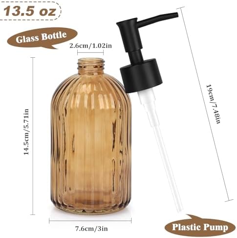 Glass Soap Dispenser, 400ml Refillable Hand Soap & Lotion Dispenser