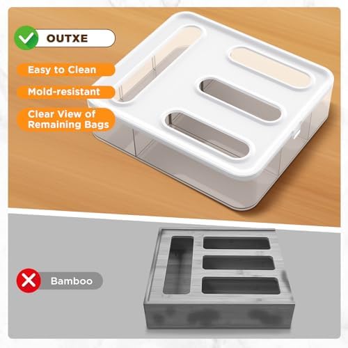 OUTXE Bag Organizer for Drawer + Fridge, Magnetic Kitchen Baggie