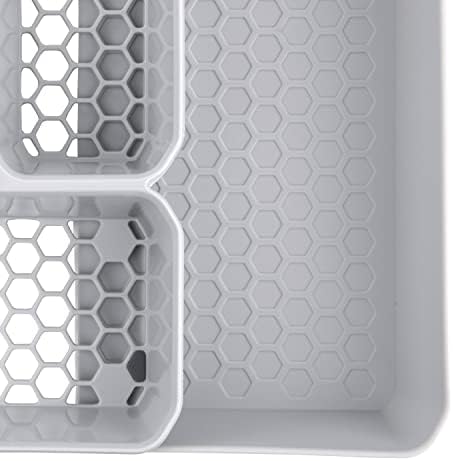Spectrum HEXA 5-Divider Expandable Silverware Tray (Stone Gray)