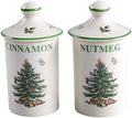 Spode Christmas Tree Spice Jars - Set of 2 Porcelain Jars for Cinnamon