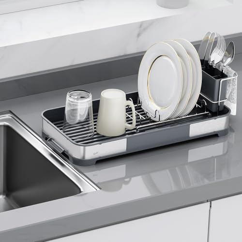Glad Small Stainless Steel Dish Drying Rack, 8”W x 17.5”L