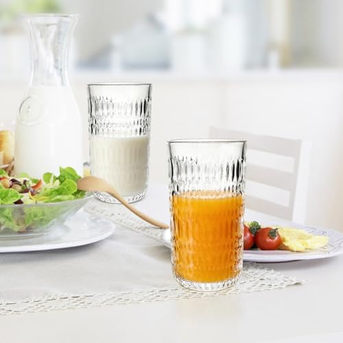 Highball Glasses Set of 6, 12oz Crystal Drinking Glasses, Lead-free