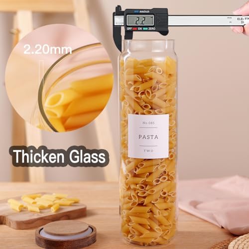 CZZGSM 3 Set Glass Pantry Storage Jars with Acacia Airtight Lid - 50oz