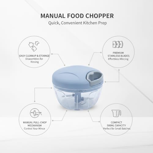 Multipurpose Manual Pull-String Chopper for Garlic, Herbs & Veggies