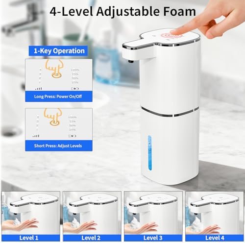 Automatic Foaming Soap Dispenser, USB Rechargeable (White, Foaming)