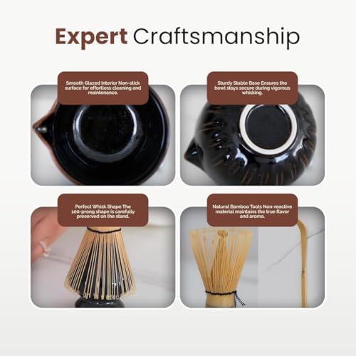 Matcha Whisk Set – 4Pcs Ceremonial Grade Matcha Kit Includes Mixing