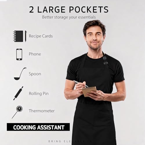 Extra Large Apron for Men Adjustable Bib Aprons with 2 Pockets Women