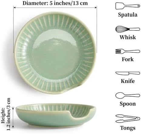 Ceramic Spoon Rest for Stove Top, 5" Spoon Holder for Kitchen Counter