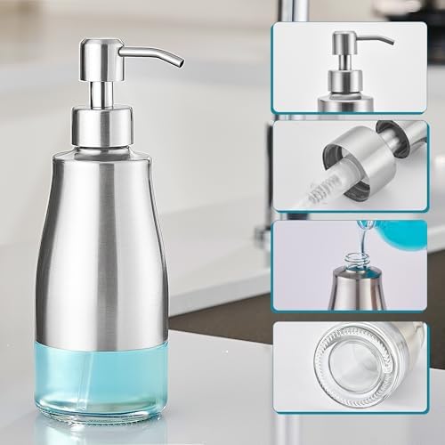 Stainless Steel Dish Soap Dispenser, 11oz Silver