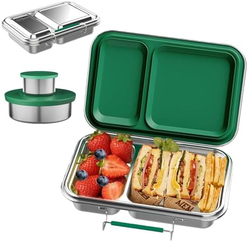 Stainless Steel Bento Box for Adults, 22.6 oz Compact 2-Compartment