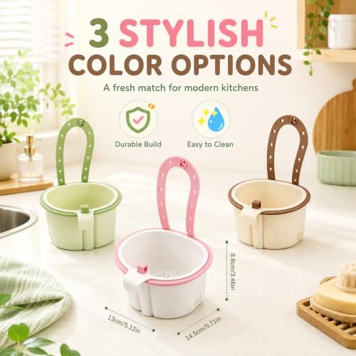 2Pcs Cactus Hanging Sink Strainer Baskets, Green + Brown