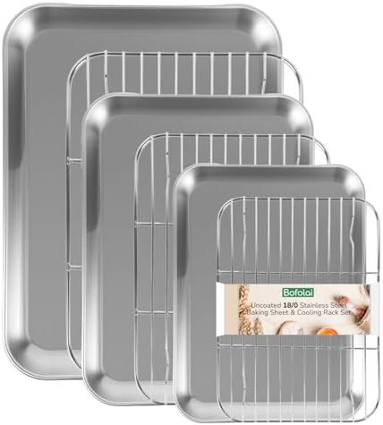 18/0 Stainless Steel Baking Sheet with Cooling Rack, Oven-Safe